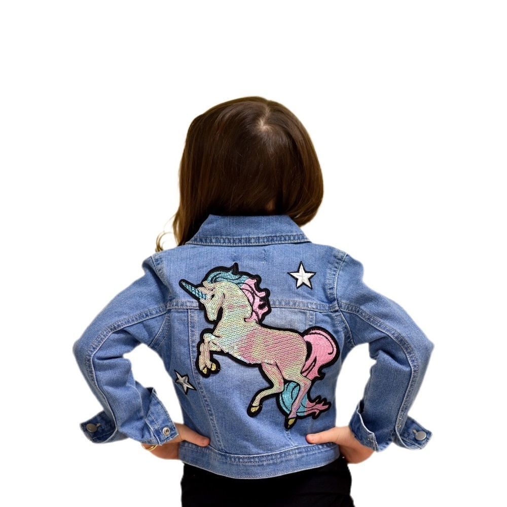 Kid's Denim Jacket W/ Unicorn Patch